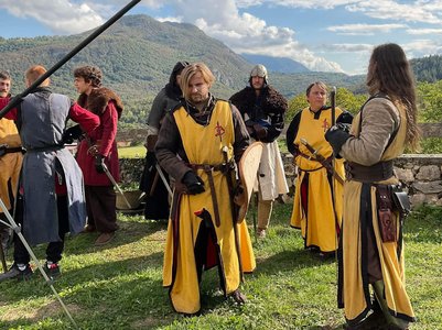 Compagnie Briselame, une partie de l'équipe pour la scène de l'attaque du chateau de Pomboz