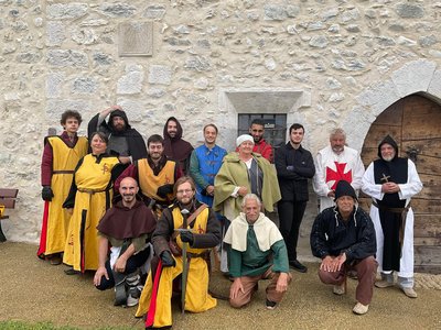 Compagnie Briselame, une partie de l'équipe pour la scène de l'attaque du chateau de Pomboz