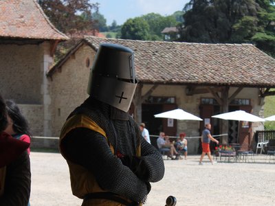Un chevalier surveille le déroulé du combat à l'épée